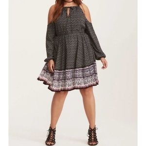 Torrid Print Cold Shoulder Skater Dress